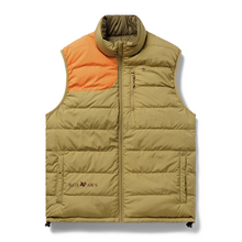 Load image into Gallery viewer, Duck Camp Reversible Down Vest: Wheat/Pin Oak: RGS &amp; AWS Logo Across Bottom of Vest
