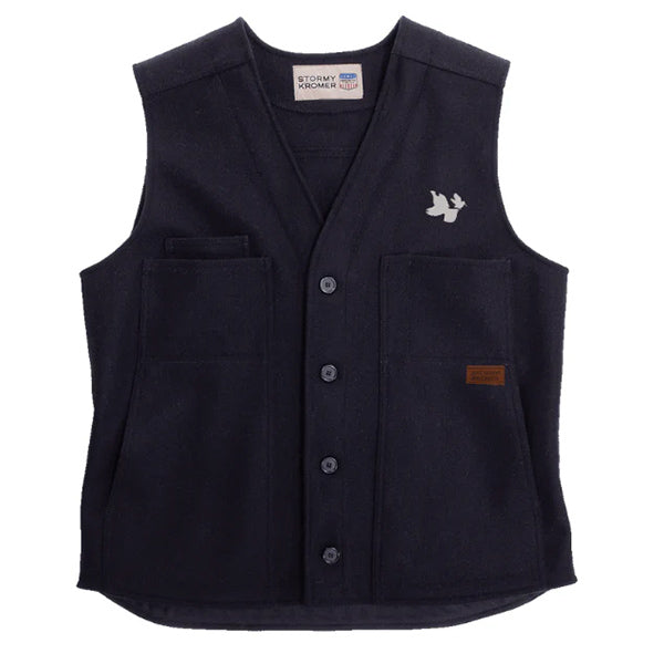 Stormy Kromer Button Vest: Black, Embroidered with RG & WC Silhouettes