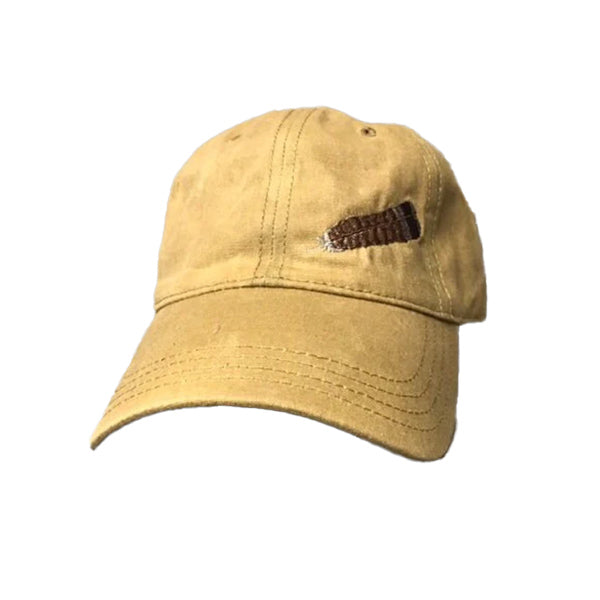 Canvas Khaki Hat with Feather